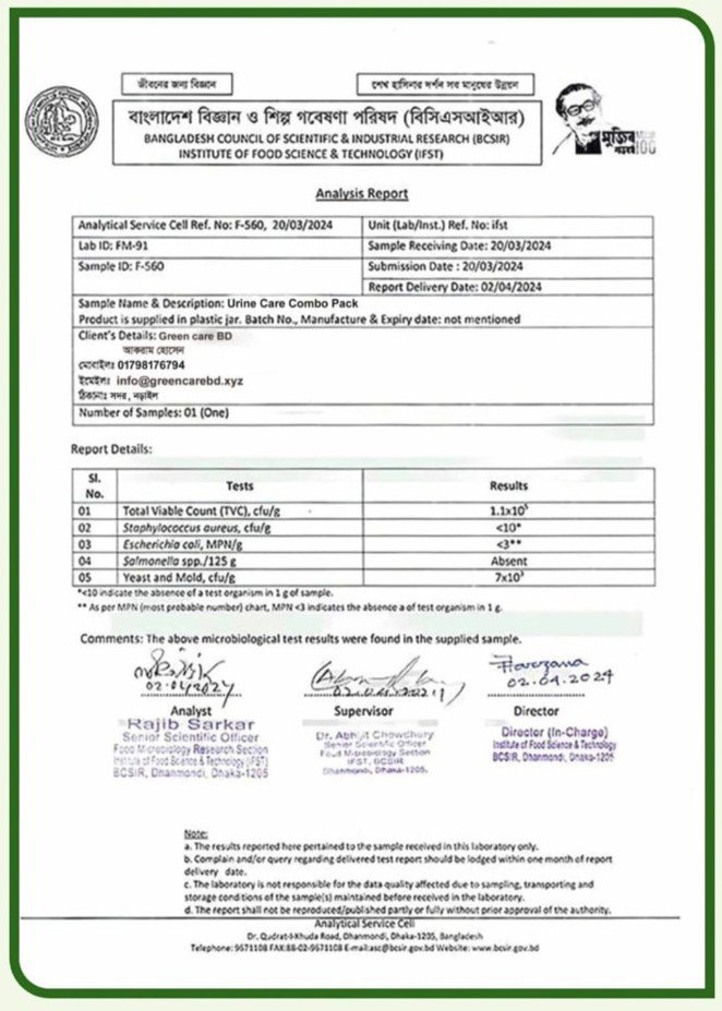 Lab Test Certificate